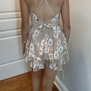Scrappy Tone on Tone Romper with Crocket Details